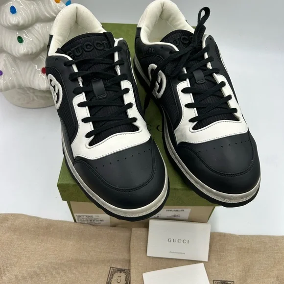 Men's Gucci  Mac 80 Leather distressed low top sneakers size 10.5 made in Italy - Picture 10 of 11